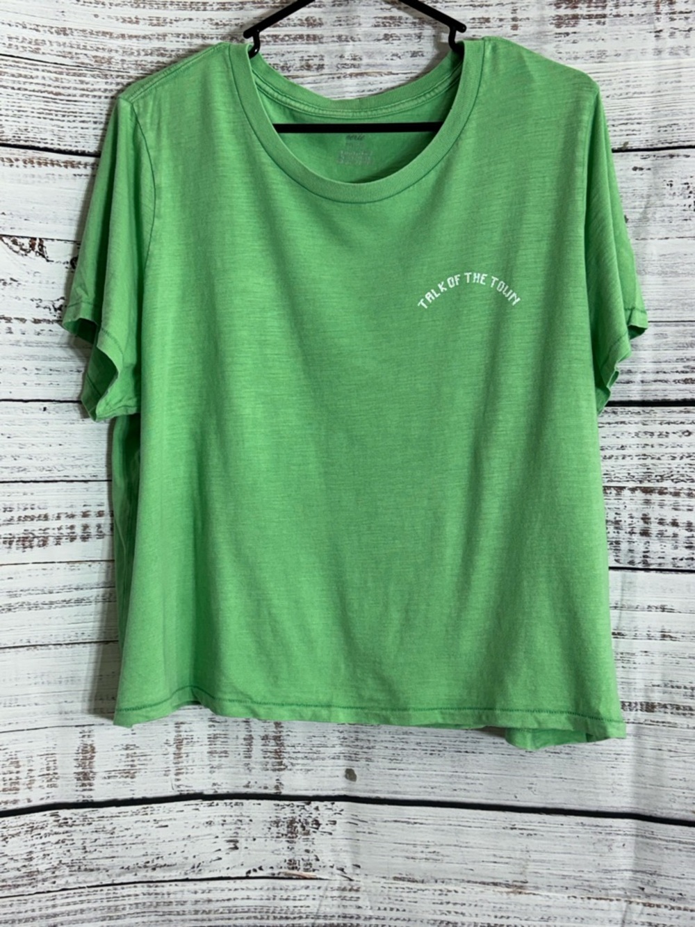 aerie Top womens Sz XXL Bright Green Short Sleeve Crewneck Tee cotton oversized